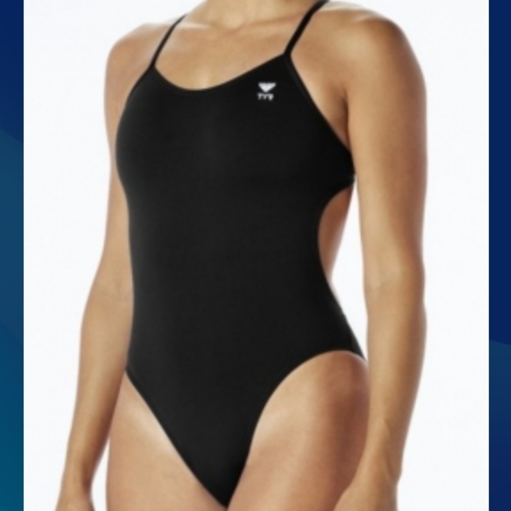 Tyreco (Size 32) Black Solid Max Fit High Performance (1PC) Swimsuit (NEW-NWT)